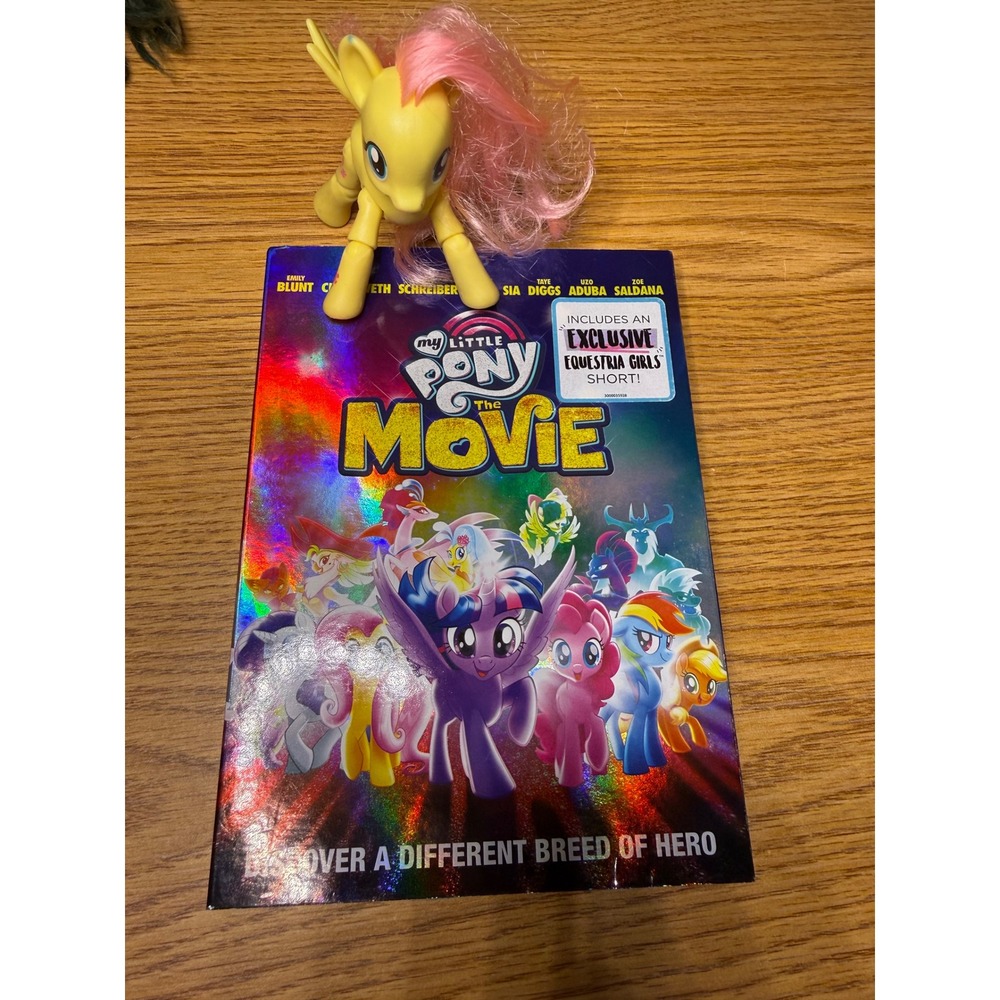 My Little Pony The Movie DVD with Articulated Fluttershy Action Figure Set